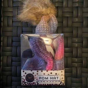 NWT Colorful Winter Knit Hat With Faux Fur Pom Cute Gift!